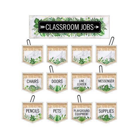 Classroom Jobs Bulletin Board, Classroom Job Chart, Plants Classroom, Classroom Accessories, Boho Classroom, Class Jobs, Job Chart, Classroom Makeover, Carson Dellosa