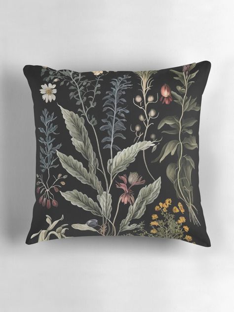 Witchy Herbs, Black Bedroom, Lounge Decor, Room Aesthetic, Alchemy, Dark Academia, Pillow Sale, Throw Pillow, Double Sided