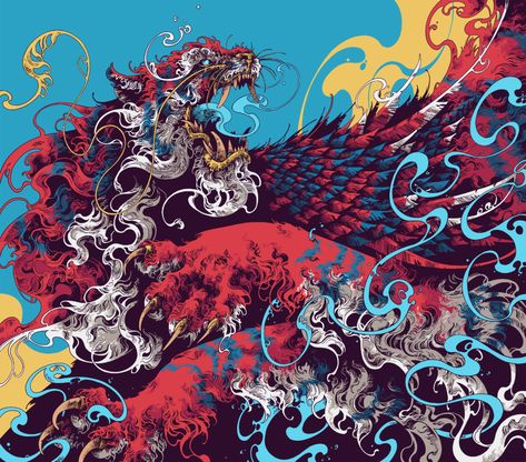 Madcat's favorite Art — further-up: MMXXII 2022... Ivan Belikov, Water Tiger, Chinese Dragon Tattoos, Echo Show, 2022 Year, Instagram Prints, Year Of The Tiger, Style Reference, Orange Tree