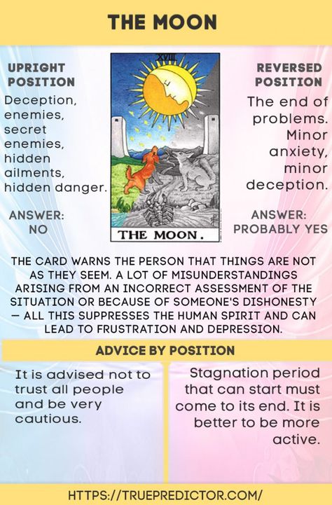 The Moon - meaning of the mayor tarot arcana — True prediction The Moon Meaning, The Moon Tarot Meaning, Tarot Arcana, Kartu Tarot, Tarot Guidebook, Moon Meaning, Tarot Interpretation, Empress Tarot, The Moon Tarot Card