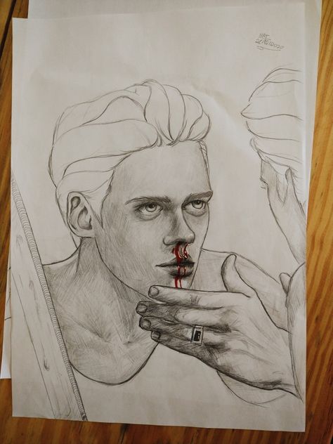 Half Face Sketch, Roman Drawings, Roman Godfrey, Hunter Schafer, Face Study, Jacob Elordi, Bill Skarsgard, Face Sketch, Half Face