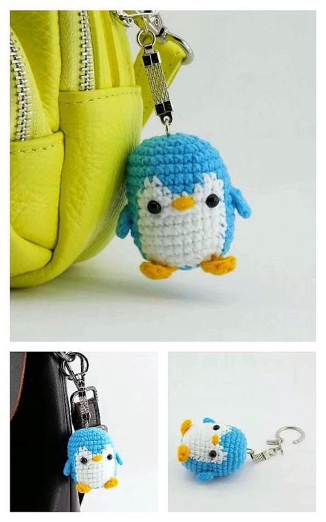 Crochet Keyring Free Pattern, Amigurumi Christmas, Crochet Penguin, Easy Crochet Animals, Pola Amigurumi, Crochet Keychain Pattern, Crochet Amigurumi Free Patterns, Haken Baby, Crochet Amigurumi Free