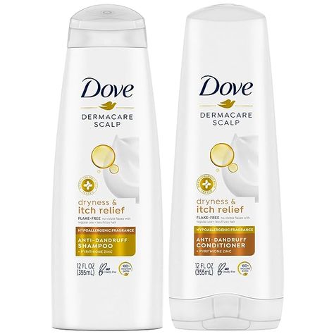 Dove Shampoo and Conditioner Set - DermaCare Scalp Dryness & Itch Relief, Pyrithione Zinc Shampoo and Conditioner, Anti-Dandruff, Anti-Frizz, Smoothing Hair Care, 12 Oz (2 Piece Set) Dove Shampoo And Conditioner, Hair Flakes, Dove Conditioner, Dove Shampoo, Smoothing Hair, Mens Shampoo, Shampoo And Conditioner Set, Itch Relief, Hair Smooth