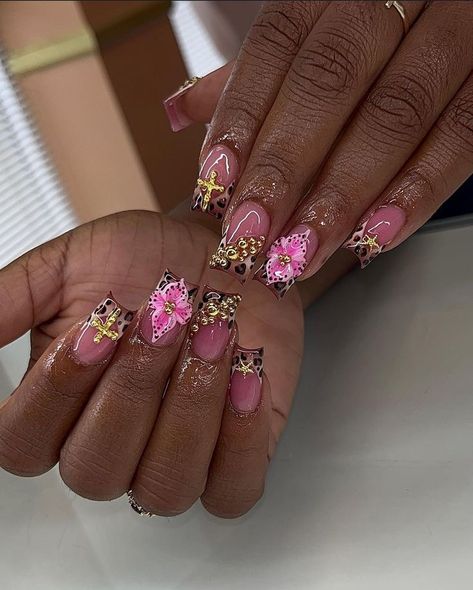 Acrylic Nail Designs Baddie, Pink Baddie Nails, Punk Nails, Hard Nails, Drip Nails, Ombre Acrylic Nails, Girly Acrylic Nails, Simple Acrylic Nails, French Acrylic Nails