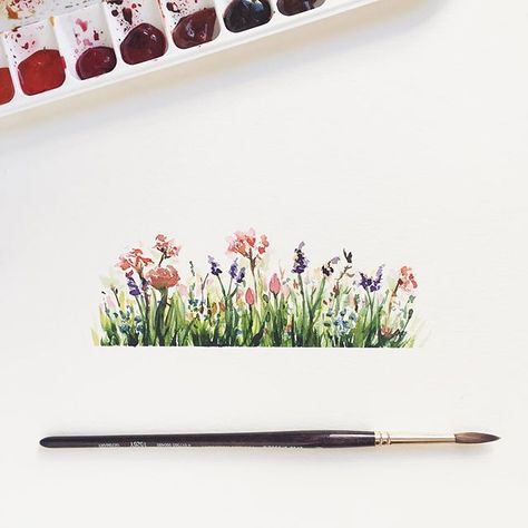 Nadine Watercolor Artist (@nadine_watercolor) • Instagram photos and videos Watercolour Flower Field, Flower Field Drawing Pencil, Field Of Flowers Tattoo, Flower Field Tattoo, Watercolor Field Of Flowers, Flower Field Drawing, Flower Field Watercolor, Ryan Tattoo, Tattoo Time