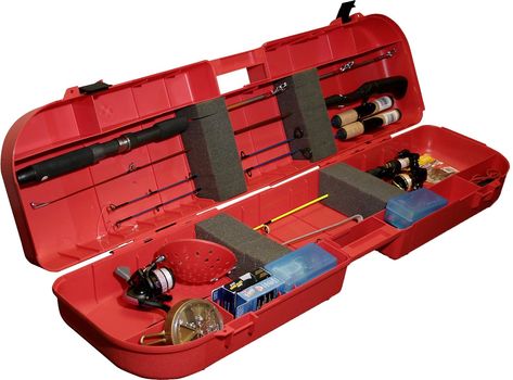 MTM Ice Fishing Rod Box (Red) Fishing Rod Case, Ice Fishing Rods, Fishing Storage, Fishing Rod Storage, Fishing Rods And Reels, Fishing Rod Holder, Fishing Supplies, Tackle Box, Fishing Pole