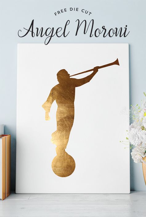 FREE Angel Moroni Cut File - Designs By Miss Mandee. SVG cut file, perfect for making LDS art pieces and wedding gifts. Lds Temple Svg Free, Lds Cricut Projects, Temple Activities, Lds Decor, Lds Crafts, Angel Moroni, Free Angel, Images Of Christ, Lds Wedding