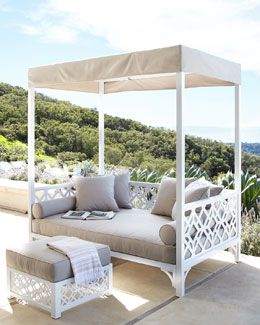 -5RYB   Tamsin Chinois Daybed Outside Daybed, Daybed Ottoman, Brick Terrace, Backyard Renovation, Ottoman Furniture, Summer Stuff, Dream Furniture, Outdoor Daybed, Garden Rooms