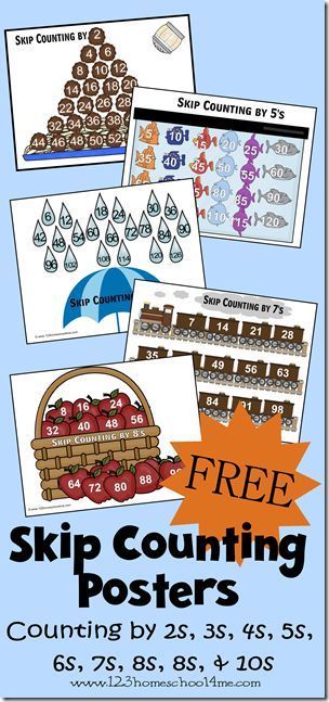 Skip Counting Posters, Skip Counting By 5's, 123 Homeschool 4 Me, Counting By 5's, Printable School, Homeschooling Resources, Teaching Numbers, Math Counting, Math Poster