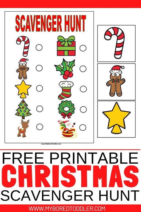 FREE Christmas Scavenger Hunt for Toddlers and Preschoolers - Print and Play with this fun and easy free Christmas printable. Free Kindergarten Christmas Printables, Toddler Christmas Printables Free, Scavenger Hunt For Toddlers, Toddler Christmas Craft, Free Winter Printables, Preschool Christmas Theme, Winter Printables Free, Christmas Lesson Plan, Prek Christmas