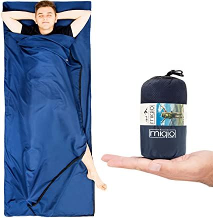 AmazonSmile : MIQIO Sport 2-in-1 Sleeping Bag Liner and XL Sized Travel Sheet - Ultra Lightweight Sleep Liner Double Travel Bed Sheet Inlett Inlay - Green Zipper Left : Sports & Outdoors Bed Frames Uk, Sleeping Bag Liner, Travel Bed, Frame Collection, Sport 2, Osprey Backpack, Travel Hacks, Sleeping Bag, Bed Sheet