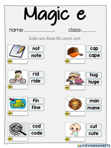 Magic e Worksheet worksheet Words With Magic E, Magic E Worksheets Grade 1, Magic E Words Activities, Magic E Activities Kindergarten, Magic E Worksheets Kindergarten, Magic E Words Worksheet, Magic E Worksheet, Magic E Activities, Magic E Rule