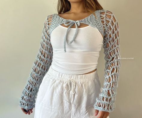 Sleeves Crochet Pattern, I Hate Math, Crochet Bolero, Crochet Shrug, Yarn Sizes, Crochet Hook Sizes, Crochet Fashion, Crochet Sweater, Crochet Crafts