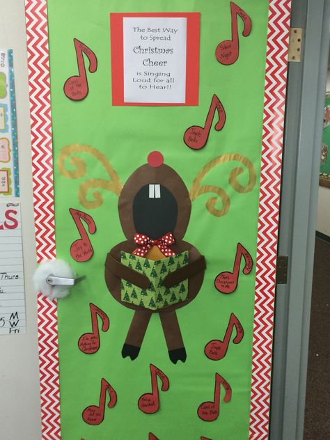 The best way to spread Christmas cheer is singing loud for all to hear. Door decoration Music Christmas Door Decorations, Christmas Door Decorations Ideas, Christmas Door Decorations For School, Door Decorations For School, Ideas For Christmas Decorations, Decorations For School, Winter Classroom Door, Reindeer Door, Winter Classroom Decorations