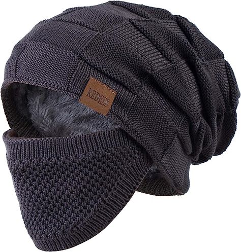 100% Acrylic 进口 Toggle closure DOUBLE PROTECTION: Being consisted of knitting yarn outside and wool inside, our beanie hat is going to protect your from the cold winter. ELEGANT DESIGN & SIZE: Specially designed for men. The hat with fashionable knitting pattern provide you both warm and trendy experience. One size (10 inches long and 9 inches wide) fit most. Mens Beanie Hats, Cable Knit Hat, Gray Winter, Winter Hats For Men, Fleece Hat, Slouch Beanie, Mens Beanie, Hat For Men, Winter Cap