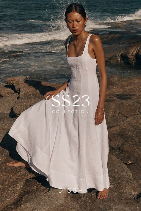 New Season Arrivals • Shop the latest in effortless dressing. White Linen Dresses, Summer Dresses For Wedding Guest, Linen Midi Dress, Grad Dresses, Linen Maxi Dress, Mode Inspo, White Midi Dress, Midi Dress Sleeveless, Linen Dresses