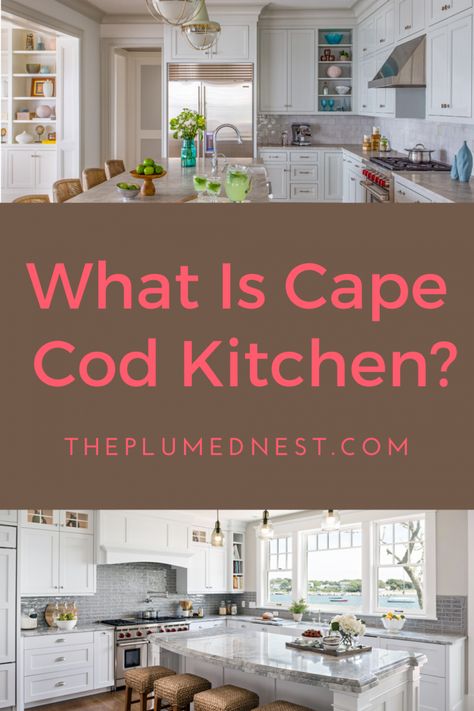 30 + Cape Cod Style Kitchen Ideas to Copy - The Plumed Nest Renovated Cape Cod House, Cape Entryway Ideas, Cape Cod Home Design, Cape Cod Interior Design Small Kitchen, Cape Cod House Interior Ideas Kitchen, Cape Cod Aesthetic House Interior, Nantucket Cottage Kitchen, Cape Cod Kitchen Remodel Layout, Cape Cod Style Kitchen