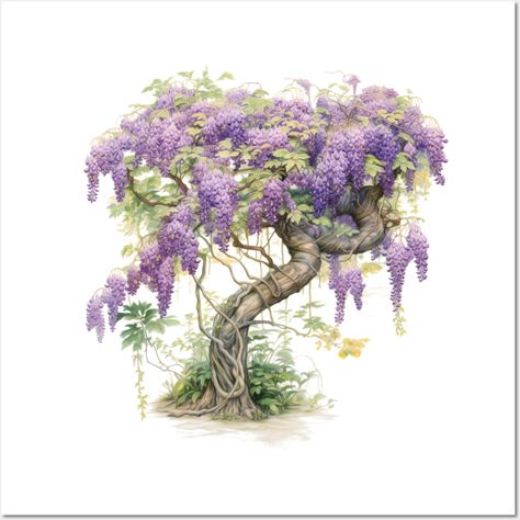 Beautiful watercolor art of a blooming wisteria tree -- Choose from our vast selection of art prints and posters to match with your desired size to make the perfect print or poster. Pick your favorite: Movies, TV Shows, Art, and so much more! Available in mini, small, medium, large, and extra-large depending on the design. For men, women, and children. Perfect for decoration. Wisteria Watercolor, Bathroom Wall Hanging, Wisteria Tree, Wall Art Bathroom, Flowering Tree, Japanese Decor, Round Art, Art Bathroom, Tree Canvas