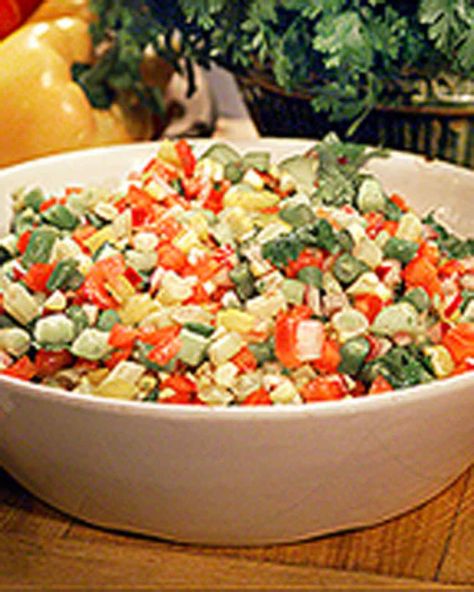 Alexis's Chopped Vegetable Salad Chopped Veggie Salad, Chopped Vegetable Salad, Vegetable Salad Recipes, Veggie Salad, Summer Dishes, Chopped Salad, Healthy Eating Recipes, Vegetable Salad, Fresh Vegetables