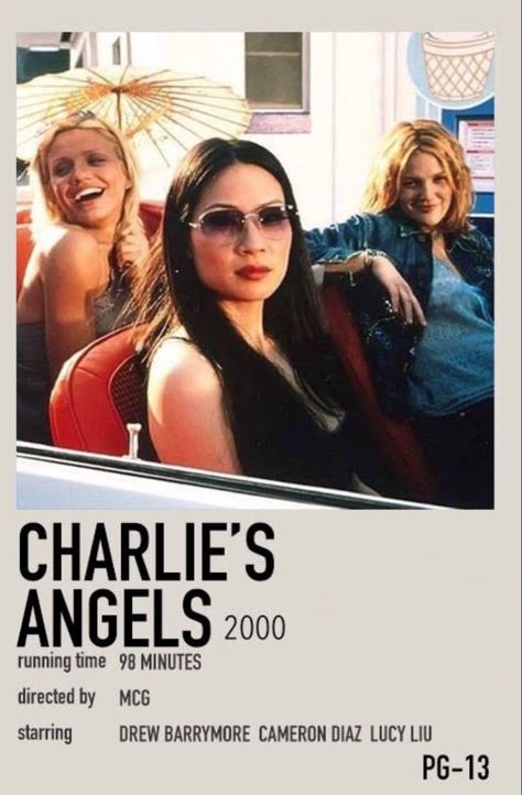 charlie’s angels  drew barrymore cameron diaz lucy liu Charlies Angels Movie, Room Aesthetic Decor, Wall Art For Room, Angel Movie, Art For Room, Angel Posters, Iconic Movie Posters, Girly Movies, Film Posters Minimalist