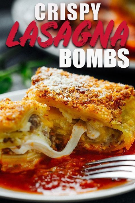 Crispy Lasagna, Fried Lasagna, Lasagna Rolls Recipe, Lasagna Recipe With Ricotta, Lasagna Roll Ups, Easy Lasagna Recipe, Lasagna Roll, Roll Ups Recipes, Lasagna Rollups