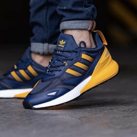 Adidas ZX 2K Boost 2.0 Men Athletic Blue Trainers Gym Sneaker Running Shoe #733 Get a price at https://copapair.com/adidas-zx-2k-boost-2-0-men-athletic-blue-trainers-gym-sneaker-running-shoe-733/ Adidas Zx 2k Boost, Yellow Adidas, Adidas Sneakers Mens, Buy Sneakers, Boot Design, Blue Trainers, New Nike Shoes, Nike Shoes For Sale, Nike Air Shoes