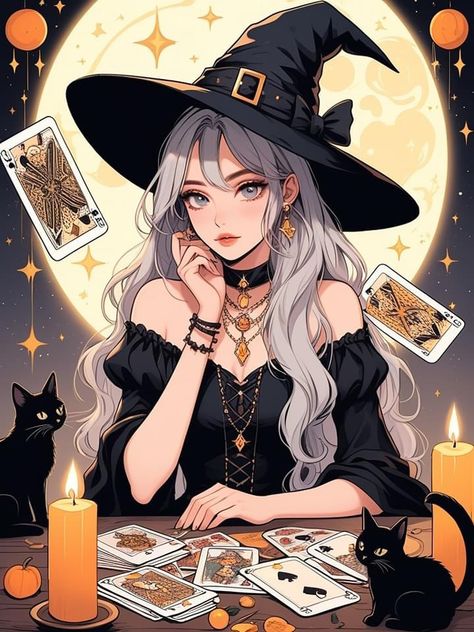 Witches Drawing Reference, Fortune Teller Dnd Character, Witch Book Drawing, Witch Art Cute, Modern Witch Character Art, Witch Anime Drawing, Witch Drawing Aesthetic, Witch Drawing Cute, Blonde Witch Aesthetic