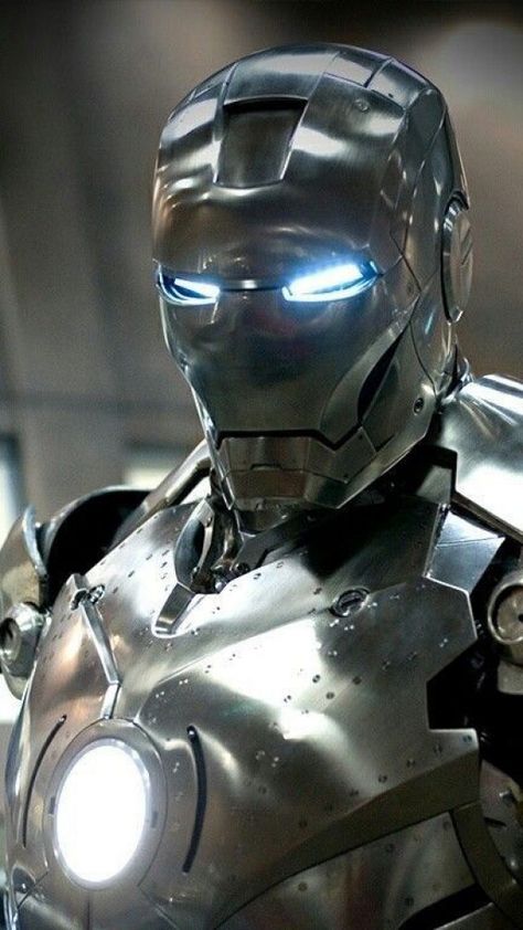 Iron Man silver suit from Iron Man 1. #ironman #tonystark #robertdowneyjnr #marvel #iamironman #teamironman #marvelcinematicuniverse #mcu #movies #comicmovies #comic #movies #iron #man Man Pic, Iron Man, Marvel, Silver