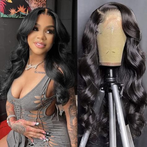 PRICES MAY VARY. 13x6 Lace Front Human Hair Wig Quality: Body Wave Lace Frontal Wigs is 100% Human Hair, HD Transparent Lace Frontal Human Hair Wigs for Women with Baby Hair Glueless Wigs Human Hair Pre Plucked. Virgin Hair Soft,Smooth,No Tangles or Shedding, No Smell. HD Lace Frontal Wigs Human Hair:13x6 HD Lace Front Glueless Wigs Human Hair.Average Cap Size (22-22.5 Inch)with 4 Combs and Two Adjustable Straps Make It Easy to Install,.Breathable & HD Lace Front Match More Skins. Human Hair Lac Lacefront Wig Styles, Hair Styles Wig, Amazon Wigs, Wigs Styles, Sleeping With Wet Hair, Lace Wigs Styles, Frontal Wig Body Wave, Wigs Body Wave, Stylish Hairstyles