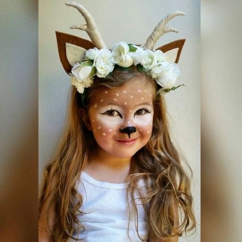 Fantasia Diy, Diy Halloween Costumes For Kids, Deer Halloween Costumes, Costumes For Teens, Deer Makeup, Halloween Kids Costumes Girls, Floral Halloween, Deer Costume