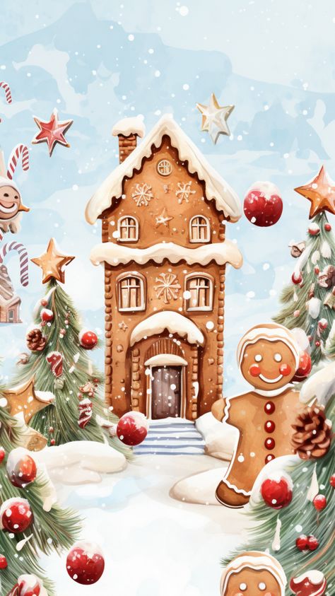 Phone Backgrounds Gingerbread House Phone Wallpaper, Gingerbread House Wallpaper Iphone, House Wallpaper Iphone, Gingerbread House Wallpaper, Christmas Iphone Wallpaper, House Wallpaper, Gingerbread Christmas Decor, Picture Tree, Christmas Iphone