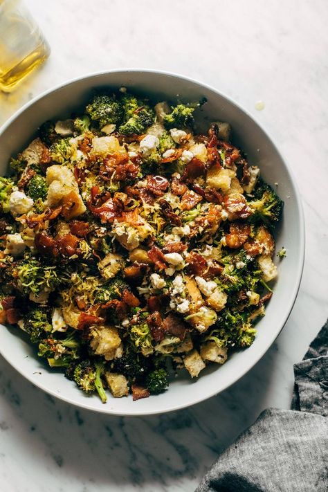 Feta And Broccoli, Factor Copycat Meals, Baked Salad Recipes, Viral Recipes 2023, Hardy Salads, Roasted Broccoli Recipes, Roasted Broccoli Salad, Garlic Ginger Chicken, Salad Broccoli