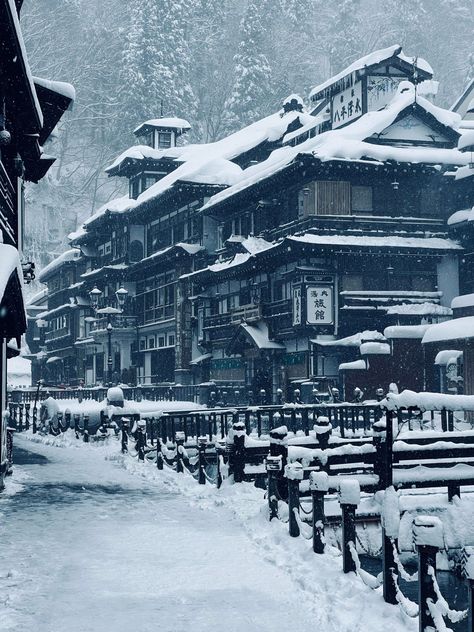 Ginzan Onsen, Japanese Forest, Location Inspiration, Yamagata, Snowy Forest, Japan Aesthetic, Aesthetic Japan, Winter Scenery, Japan Photo