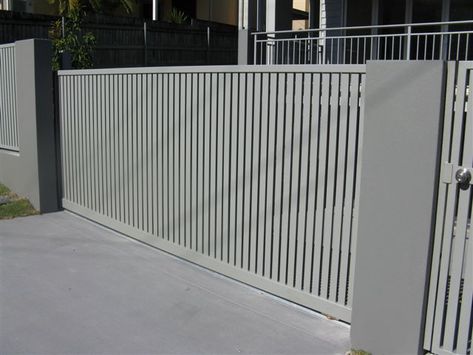 Vertical Aluminium Slat Fence, Slider Gate Design, Minimalist Gate, Modern Gates Driveway, Sliding Gate Designs, Klizna Vrata, Aluminum Driveway Gates, Property Gates, Garden Gates And Fencing