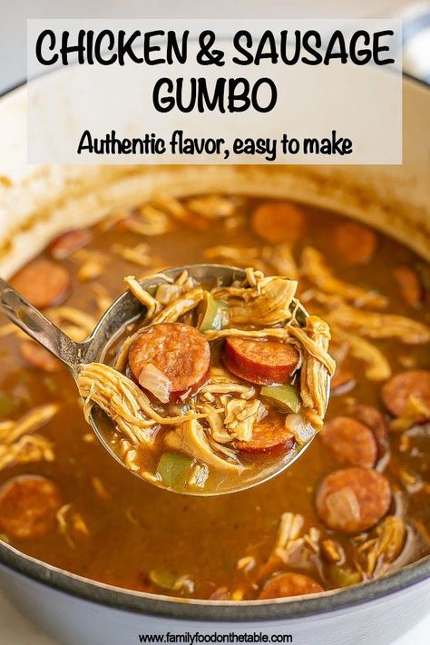 Sausage Gumbo Soup, Gumbo Video, Gumbo Crockpot, Easy Gumbo, Gumbo Recipe Easy, Okra Gumbo, Dark Roux, Chicken And Sausage Gumbo, Chicken Sausage Gumbo