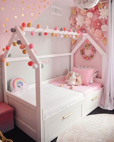 House Bed For Kids, Toddler Cubby House Bed, House Bed With Storage, House Bed With Trundle, Toddler Girls Beds, Twin Bed For Girls Room, Twin Bed Toddler Room, Girls Bedroom Twin Bed, Queen Bed Toddler Room Girl