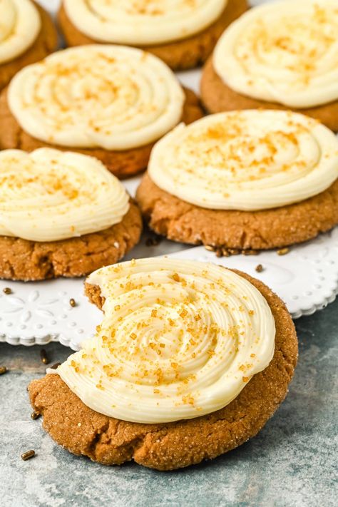 Iced gingerbread cookies are sweet and earthy and feature the best icing for gingerbread cookies. These Frosted gingerbread cookies are so tasty. via @2kitchendivas Frosted Spice Cookies, Icing Recipe For Gingerbread Cookies, Soft Glazed Gingerbread Cookies, Gingerbread Cookies Cream Cheese Icing, Pumpkin Spice Gingerbread Cookies, Crumbl Gingerbread Cookie, Stuffed Gingerbread Cookies, Great American Cookie Recipe Sugar, Orange Gingerbread Cookies