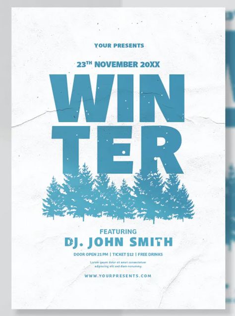 Winter Flyer Template PSD, AI Movie Poster Template, Party Design Poster, Drive Poster, Collateral Design, Psd Flyer Templates, Folder Design, App Template, Creative Flyers, Event Branding