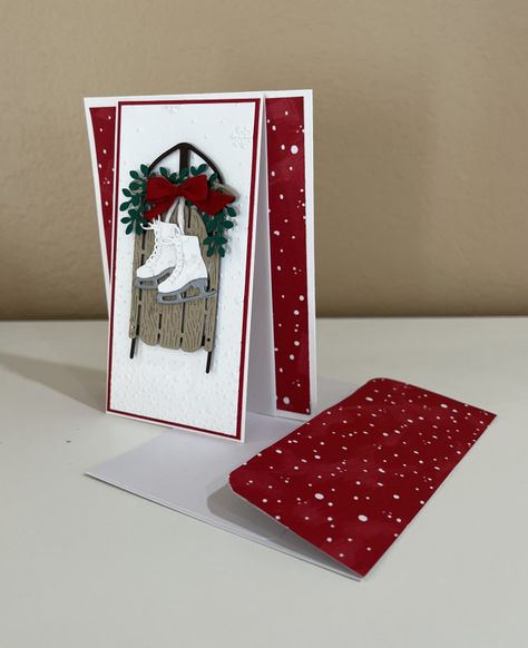 Sophisticated Sled Card Ideas, Stampin Up Sled Cards, Sophisticated Sled Cards, Stampin Up Sophisticated Sled Cards, Stampin Up Sophisticated Sled, Sample Christmas Cards, Decorative Trees, Holiday 2024, Flip Cards