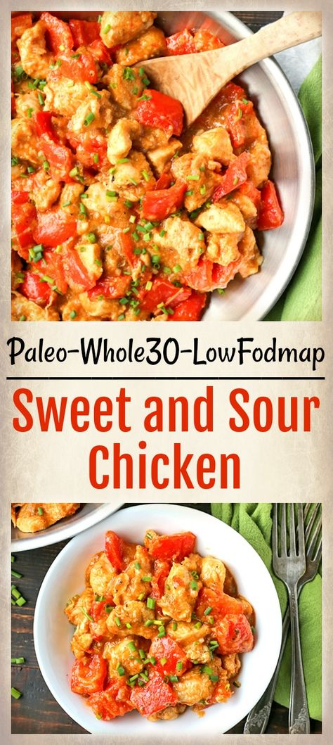 Paleo Whole30 Sweet and Sour Chicken - Real Food with Jessica Fodmap Chicken, Low Fodmap Diet Recipes, Fodmap Diet Recipes, Sweet And Sour Chicken, Sweet Sour Chicken, Paleo Crockpot, Sweet N Sour Chicken, Low Fodmap Diet, Low Fodmap Recipes