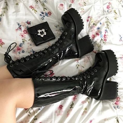 Trinity Boot by UNIF Unif Trinity Boot, Goth Sneakers, Dog Slippers, Egirl Fashion, Goth Shoes, Goth Boots, Gothic Shoes, Aesthetic Grunge Outfit, Kawaii Shoes