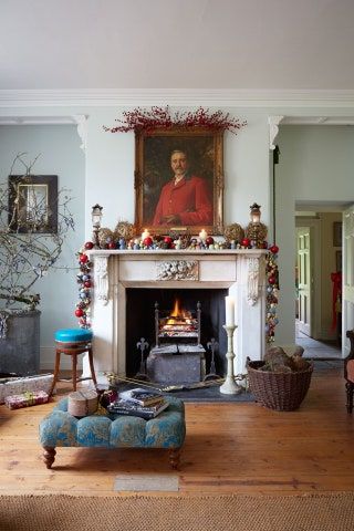 Restored Farmhouse, Decorate For Christmas, Elegant Christmas Trees, Green Garland, Garden Christmas, Elegant Christmas, Cumbria, New Classic, Sitting Room