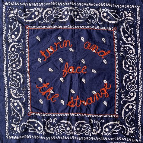 Song Lyrics Quotes, Embroidered Bandana, Bandanas Diy, Denim Repair, Vintage Bandana, Denim Embroidery, Abstract Embroidery, Chain Stitch Embroidery, Vintage Napkins