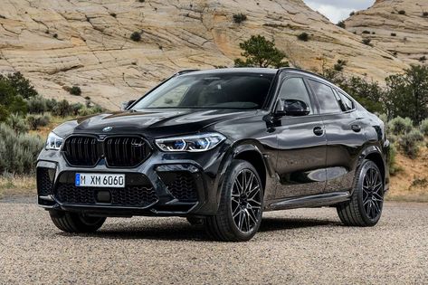 BMW has taken the wraps off its M package for the 2020 X5 and X6, and the duo is two of the most powerful, best-performing... Bmw X6 Black, X5m Competition, X6m Competition, Bmw X6m, Bmw X6 M, E36 Coupe, Carros Bmw, Crossover Cars, Best Suv