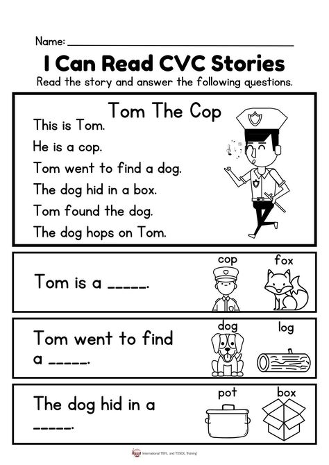 Grammar corner I Can Read CVC Stories - Tom The Cop Cvc Stories, Esl Reading Comprehension, Phonics Reading Passages, Teach English Online, First Grade Reading Comprehension, Phonics Worksheets Free, Reading Comprehension For Kids, Esl Reading, Reading Comprehension Lessons