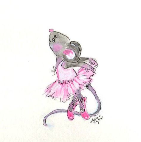 Animals Mouse Woodland Nursery Dancing Mouse by AndreaLapinsArt Ballerina Drawing, Dance Crafts, Dancing Animals, Mouse Illustration, Bunny Watercolor, Mouse Drawing, Dancing Drawings, Mouse Crafts, Hello Kitty Cartoon