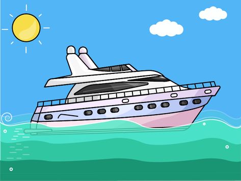 Luxury Yacht - Day 21/31 Daily Illustrations Challenge by Fredaric Mathew Lal Yacht Illustration, Yacht Drawing, 31 Daily, Big Yachts, Odell Beckham, Odell Beckham Jr, Beckham Jr, Luxury Yacht, Simple Illustration