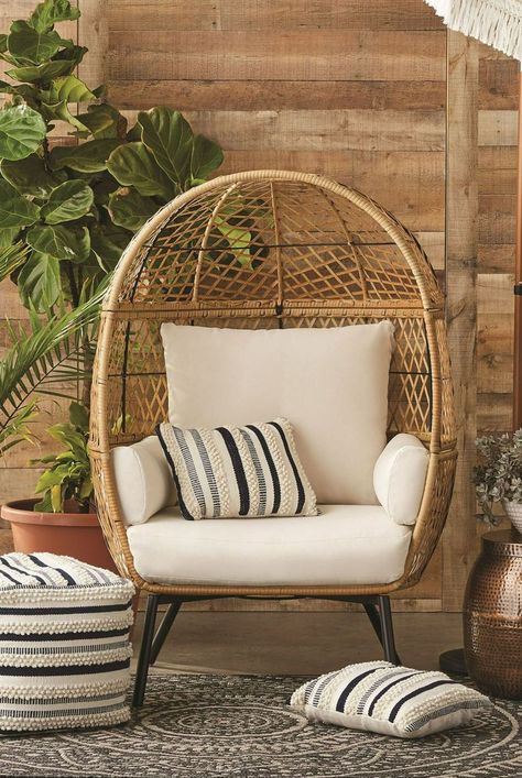 Rattan Daybed, Statement Chairs, Perfect Chair, Patio Accessories, Lounge Chair Outdoor, Egg Chair, Wicker Chair, Outdoor Lounge, Better Homes And Gardens