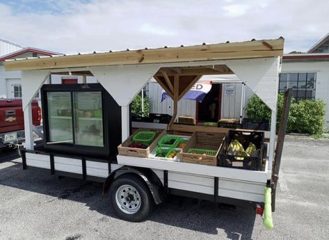 Mobile Produce Stand, Produce Stand On Wheels, Mobile Farm Stand Trailer, Mobile Farmers Market, Homestead Farm Stand, Farm Stand Trailer, Trailer Farm Stand, Diy Roadside Farm Stand, Mobile Farm Stand