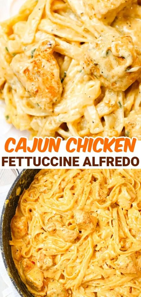 Cajun Chicken Alfredo - THIS IS NOT DIET FOOD Seasoning Chicken For Alfredo, Italian Alfredo Pasta Recipes, Delicious Weeknight Dinners, Easy Chicken Recipes With Pasta, Pasta Recipes With Alfredo Sauce, Cajun Chicken Casserole, Chicken Pasta Stir Fry Recipes, Cajun Chicken And Broccoli Alfredo, Chunk Chicken Recipes